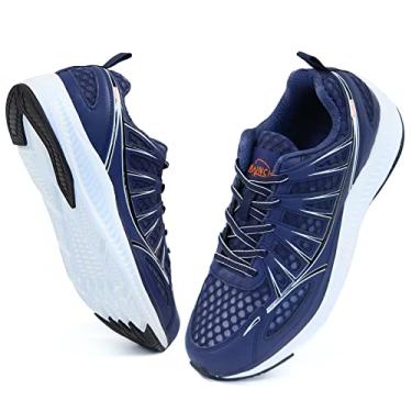 Imagem de MAINCH Tênis de corrida masculino atlético, moderno, antiderrapante, tênis de caminhada, Azul escuro, 48