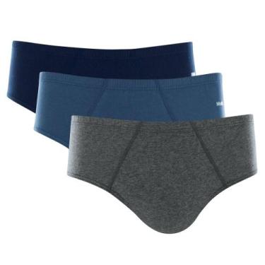 Imagem de Kit Cueca Slip Mash 3 Peças Masculina Elástico Algodão, Cinza mescla e