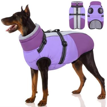 Imagem de SUNFURA Casaco para cães, jaqueta quente para cães com arnês embutido, casaco de inverno impermeável para animais de estimação com zíper, jaqueta de lã refletiva para cães extragrande, Weimaraner