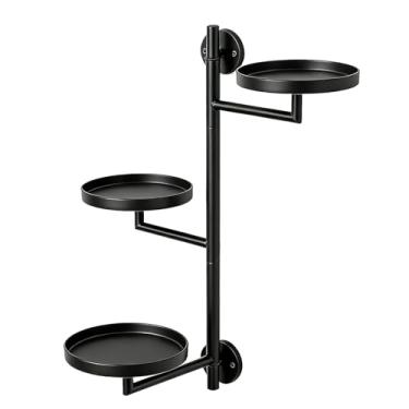 Imagem de Luocute Prateleira Giratória para Plantas Com Janela, Prateleira de Parede de Metal de 3 Camadas para Plantas Internas Com Ganchos Suspensos, Suporte para Vasos de Flores Preto para (3 bandejas)