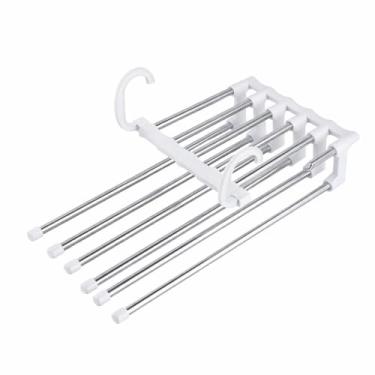 Imagem de Cabide Organizador para Calças em Aço Inox com Barras Horizontais · Compacto, Durável e Anticorrosão · 32cm – Cor Branco