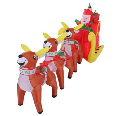 Imagem de Tnfeeon Decorações de Natal Infláveis, Decoração de trenó de Papai de 12 Pés Com Iluminação LED para Jardim Externo Com Classificação IP44 e Ventilador Embutido para Jardim Doméstico (Plugue EUA