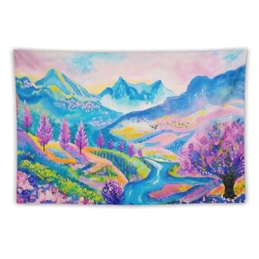Imagem de Bola de discoteca em cacto rosa deserto paisagem tapeçaria de parede retrô boho decoração arte caprichosa para sala de estar quarto dormitório brincalhão oeste pendurado acento cena vibrante 60 x 90