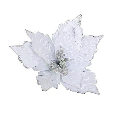 Imagem de ZJchao Ornamento de Flor Artificial Requintado Flor Falsa de Longa Duração para Decoração de Guirlanda de árvore de Natal 28x28cm (#5)