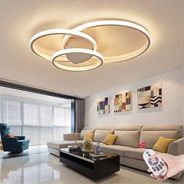 Imagem de RAUGAJ Lustres, luzes de teto, teto redondo de ferro forjado, teto, design moderno, metal para sala de jantar, cozinha, quarto, banheiro, luzes de teto/3 círculos