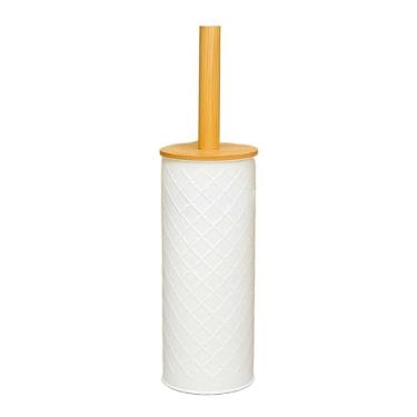 Imagem de Escova Sanitária Limpeza Vaso Sanitário Privada Moderna Multiuso Higiênica Aço Inox C/Suporte(3D BRANCA)