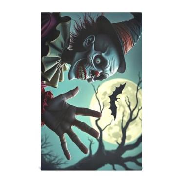 Imagem de Joisal Conjunto de toalhas de cozinha Zombie Clown Moon Conjunto de 6 panos de prato de cozinha para lavar pratos 71 x 45 cm com laço para pendurar