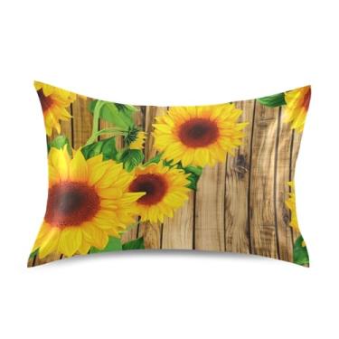 Imagem de Fronhas de cetim legais girassóis brilhantes florais verdes deixar king queen capas de almofadas padrão personalizadas resfriamento quarto estética tamanho padrão 66 cm x 50 cm