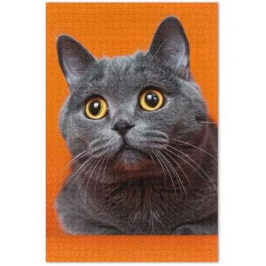 Imagem de Quebra-cabeça engraçado gato animal laranja adulto 500 peças presentes de tecnologia jogo mordaça presente animal arte colorida 50 x 14,9 polegadas