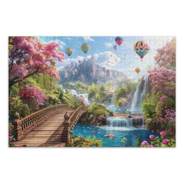 Imagem de Quebra-cabeças trippy com balão de ar quente Romantic Valley para adultos com letras nas costas quebra-cabeça 500 peças