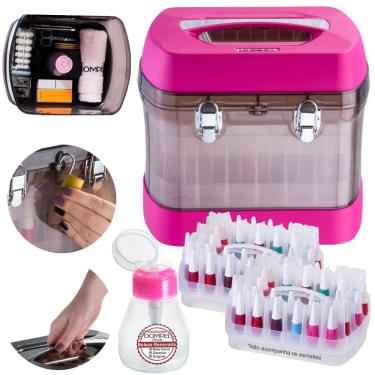 Imagem de Maleta Manicure Organizadora Rosa + Porta Acetona