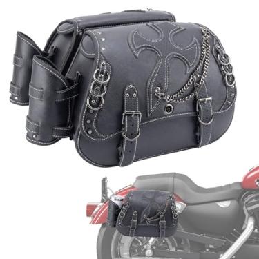 Imagem de AceRide Alforjes de motocicleta 30L resistente à água para Harley Sportster Softail Dyna Honda Shadow | Design de remoção rápida com sacos de garrafa | Bolsas de bagagem de grande capacidade de ajuste