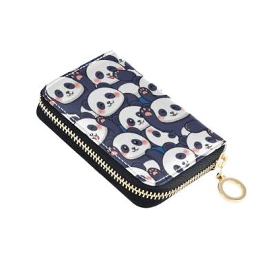 Imagem de Porta-cartões de crédito com bloqueio de RFID, carteiras femininas de couro com zíper e bolso para moedas, desenho animado fofo panda