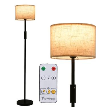 Imagem de Luminária de chão para sala de estar, luminária alta de estilo industrial para leitura em quarto, escritório, sala de leitura ou quarto infantil (lâmpada de 5W, cúpula de linho inclusa) - Pr