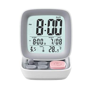 Imagem de Despertador eletrônico, moderno e criativo, recarregável, luminoso e silencioso, adequado para sala de estar, quarto, sala de estudo (tipo branco recarregável)