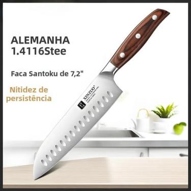Imagem de Faca Santoku De Aço Inoxidável De 7,2 Polegadas Com Cabo De Madeira Pa