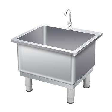 Imagem de Lavatório de piso interno e externo, bacia de serviço de esfregão de aço inoxidável, pia de esfregão comercial, balde de esfregão utilitário, pia de lavanderia, pia de esfregão com drenagem (50 * 50