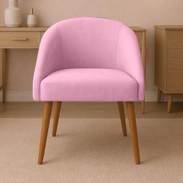 Imagem de Cadeira de Jantar Lua Moderna com Pés Palito - Estofada em Veludo Premium, Design Contemporâneo para Sala e Quarto(Rosa)