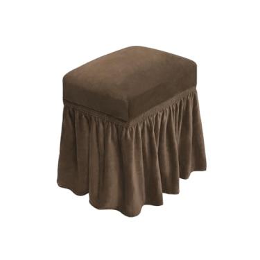 Imagem de NICEEC Capa de banco elástica de elastano com saia removível, supermacia, retangular, capa de banco lavável, capas de assento para sala de estar, quarto, cozinha (marrom)