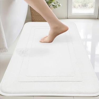 Imagem de Cupic Cupid Tapete de banho de espuma viscoelástica super macio, tapetes de banheiro brancos, tapetes antiderrapantes para o chão do banheiro, tapetes laváveis na máquina para chuveiro e banheira