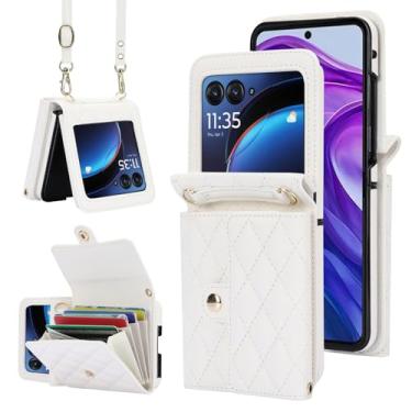 Imagem de Capa carteira para Samsung Galaxy Z Flip7, suporte para cartão com bloqueio de RFID com fecho magnético, antiderrapante e proteção contra quedas, capa fólio de couro fina para uso diário, viagens e