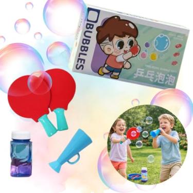 Imagem de Kit de Bolhas de Sabão Com 2 Raquetes Mágicas, Brinquedo Divertido Para Crianças 3+, Inclui Solução de Sabão, BUBBLES Ping-Pong Bubble Toys,