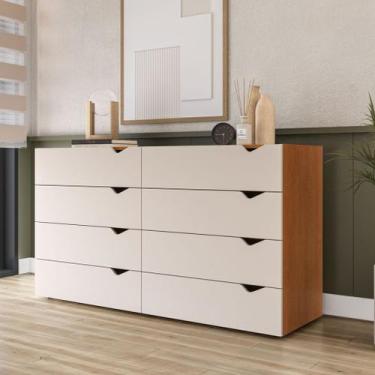 Imagem de Cômoda 8 Gavetas Freijó e Creme Porto Politorno