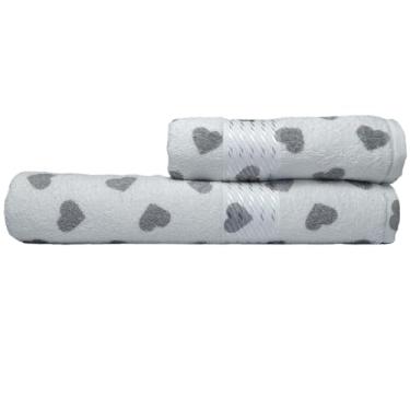 Imagem de Jogo Toalha de Banho e Rosto Felpuda 2 Peças - Algodão com Detalhes em Viscose e Alta Absorção (Formosa Cinza)
