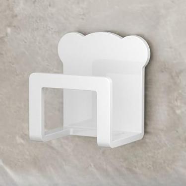 Imagem de 2 prateleiras de armazenamento suspensas de aço inoxidável – organizador de armário de banheiro sem broca, suporte de artigos de higiene na parede (branco)