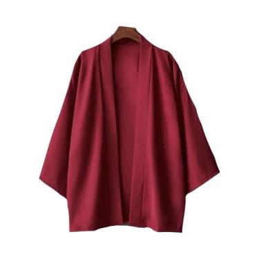 Imagem de Kimono Preto E Branco Para Homens, Capa Unissex, Camisa De Praia De Ve