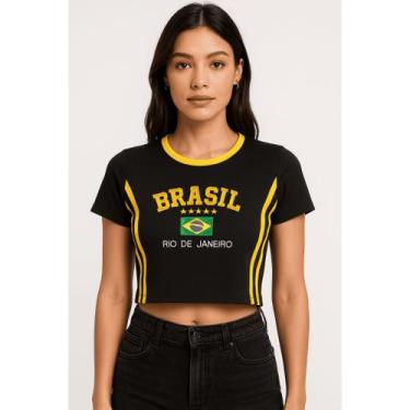 Imagem de Camisa Feminina Bordada BabyLock Brasil - BabyTee, Preto, M