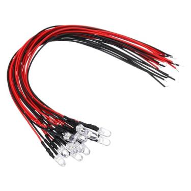 Imagem de Generic Luz de diodo LED de 5 mm, 12 unidades de 3 V CC pré-cabeada, mini lâmpadas de LED para iluminação indicadora de controle remoto DIY, luz branca quente