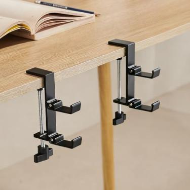 Imagem de OURASHERO Suporte de fone de ouvido para mesa de liga de alumínio, suporte para fone de ouvido com dois ganchos dobráveis, suporte para fone de ouvido para jogos e PC, acessórios universais que