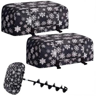 Imagem de Sadnyy Capa de eixo helicoidal de gelo com bolsos, capa resistente à prova d'água para acessórios de pesca, bolsa protetora à prova d'água com bolsos de armazenamento resistentes a rasgos e cordão