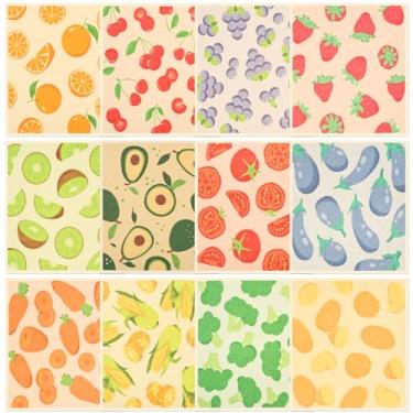 Imagem de Pacote com 12 panos de prato suecos reutilizáveis sem arranhões, polpa de madeira e mistura de algodão panos de limpeza absorventes para pratos e bancadas