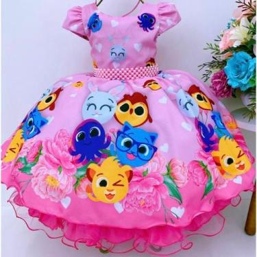 Imagem de Vestido De Festa Infantil Aniversário Bolofofo Luxo Tiara - Pingo De G
