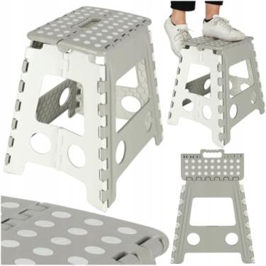 Imagem de Banqueta Plástica Banco Dobrável com Alça Antiderrapante Capacidade 150kg