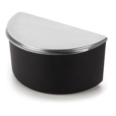 Imagem de Saleiro De Mesa Bancada Cozinha Grande 1 Kg Tampa Inox Corpo Preto Org