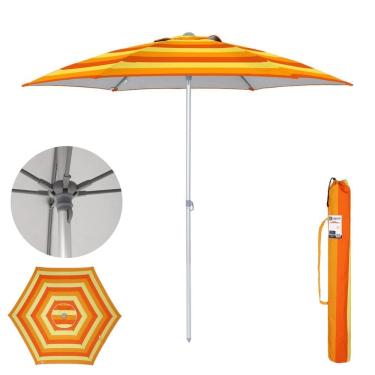 Imagem de Guarda Sol Premium 2,40m Alumínio Reforçado Milagres Laranja Listrado Amarelo - 12765 Belfix