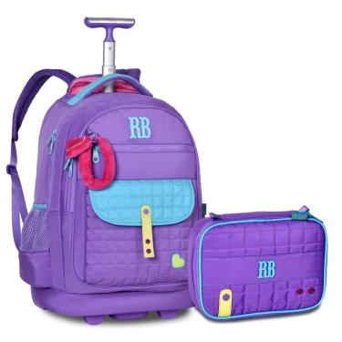 Imagem de Mochila Carrinho com Estojo Box Rebecca Bonbon Kit Escolar Feminino-Feminino