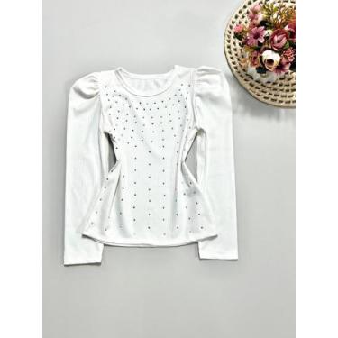 Imagem de Blusa Infantil Menina Manga Longa Bufante Com Strass Ribana Mini Diva 
