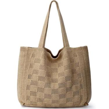 Imagem de Bolsa de Mano de Crochet para Mujer, Grande, Estilo Playero Estético -