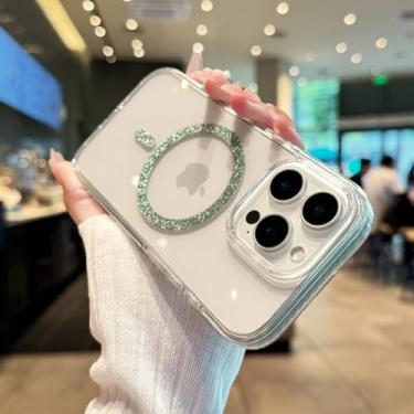 Imagem de IRTGFG Capa protetora de silicone com glitter para iPhone 16E, capa protetora de luxo à prova de choque (para iPhone 16E/verde)