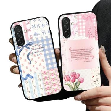 Imagem de Zrutru Pacote com 2 capas de telefone com colagem de flores e laços estéticos para Samsung Galaxy A26 5G, capa protetora macia à prova de choque para mulheres e meninas Funda para Samsung A26 de 6,64