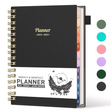 Imagem de AHGXG Agenda acadêmica 2024-2025, julho de 2024 a junho de 2025, agenda semanal e mensal de 12 meses, 15 x 21 cm, calendário acadêmico com abas mensais, bolso, ideal para escola de escritório - preto