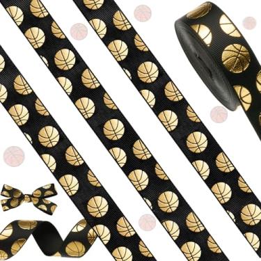 Imagem de Giegxin 10 jardas fita de basquete 7/8 polegadas fita dourada metálica borda com fio esporte torcida diy artesanato fitas de tecido gorgorão decorações de festa para cabelo de equipe cordão de