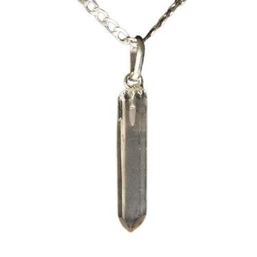 Imagem de Colar Cristal Laser 30mm Pedra Natural Bruto Pino Prata 950 - Cristais