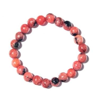Imagem de Pulseira Bolinha Pedra Rodonita Natural 8mm Fio Silicone - CristaisdeC