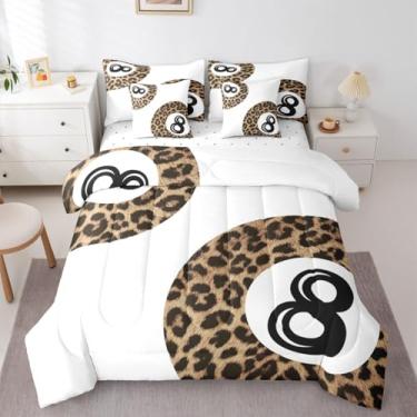 Imagem de Jogo de cama solteiro com 8 bolas de leopardo, guepardo da sorte, 7 peças, para crianças, meninos, meninas, mulheres, estético, descolado, Y2K, moderno, coquete, vintage, rústico