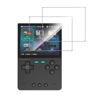 Imagem de Natbok Pacote com 2 protetores de tela compatíveis com Trimui Brick, filme de vidro temperado 9H de cobertura total, HD transparente resistente a arranhões, sem bolhas para protetor de tela retrô